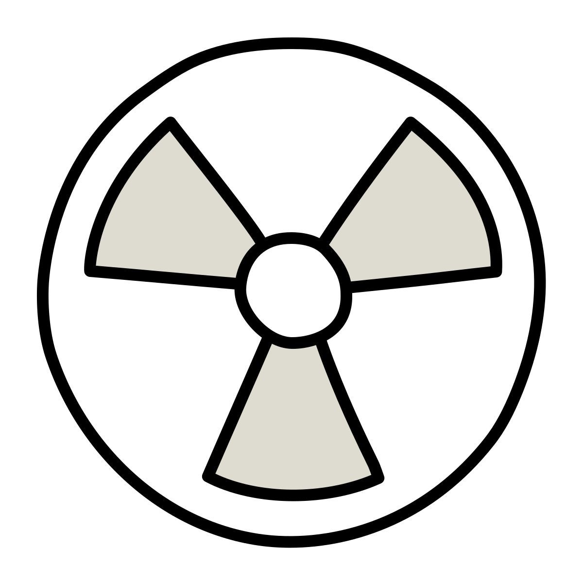 icône radioactif claude hand drawn style