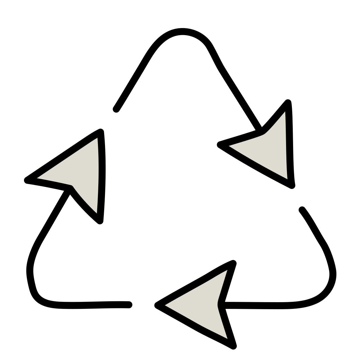 claude hand drawn style recycling icon