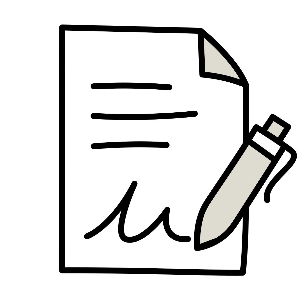 icon assinando um documento claude hand drawn estilo