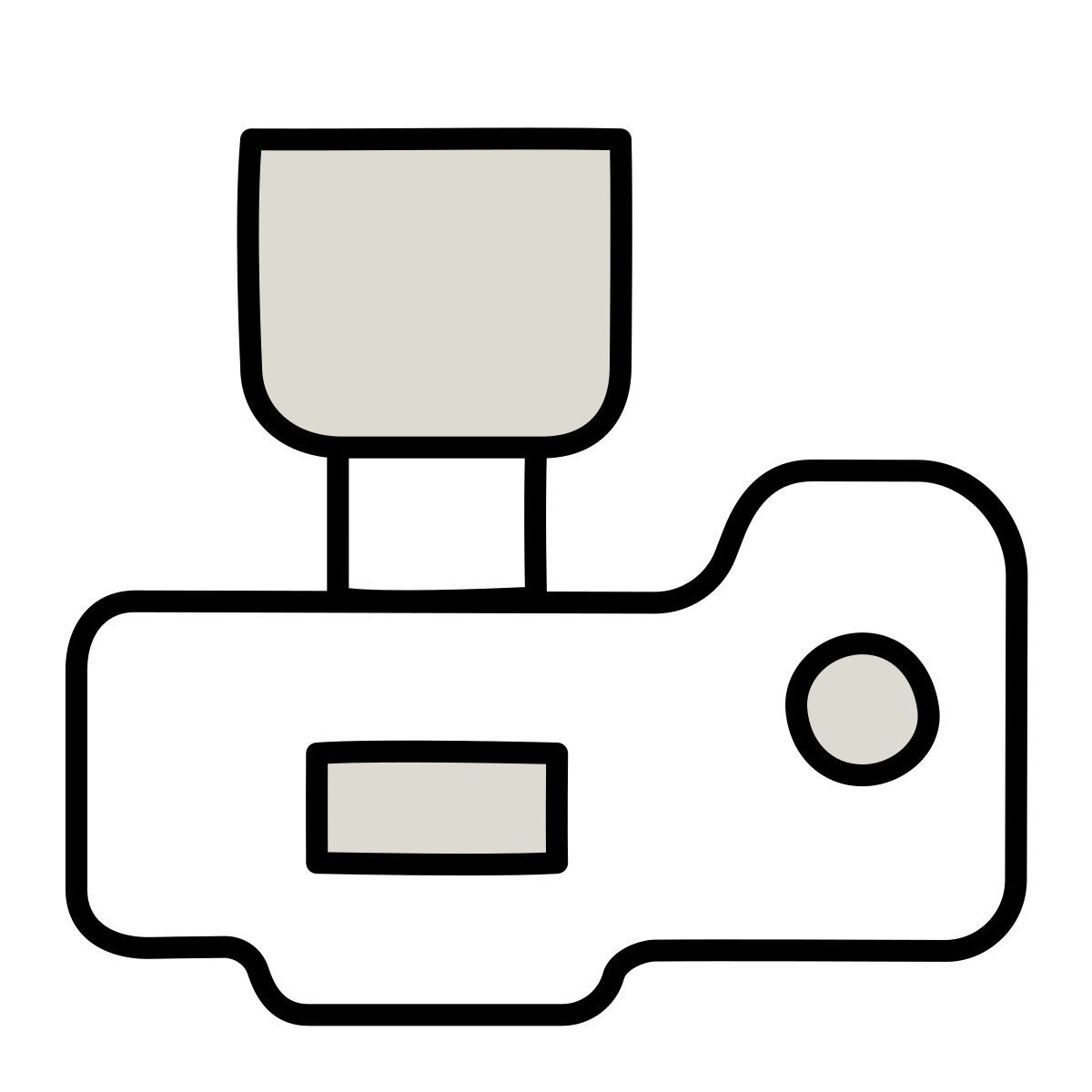 icono slr lente grande claude hand drawn estilo