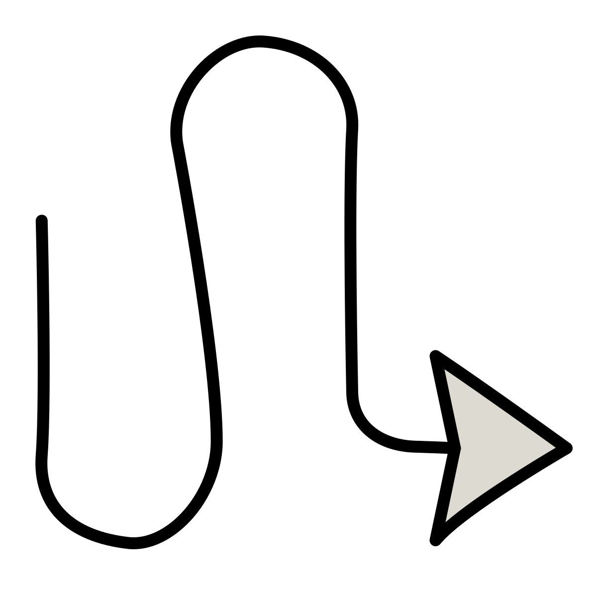 icono flecha ondulada claude hand drawn estilo