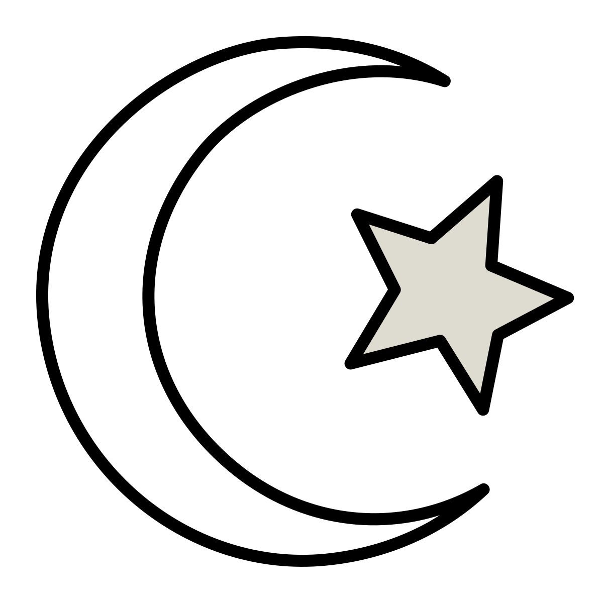 icon estrela crescente claude hand drawn estilo