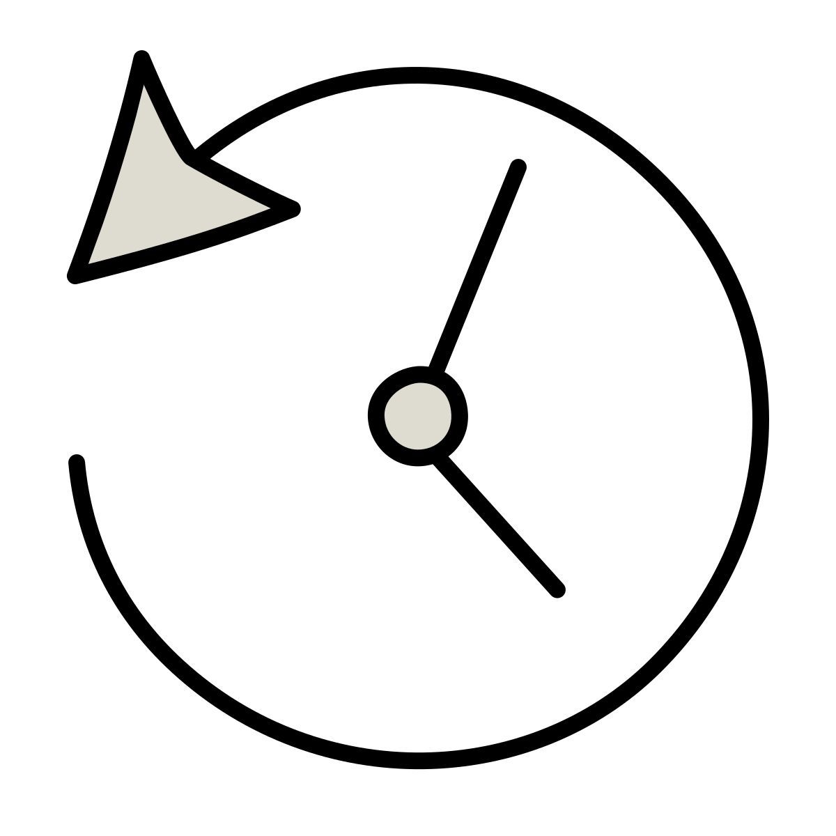 claude hand drawn style time machine icon