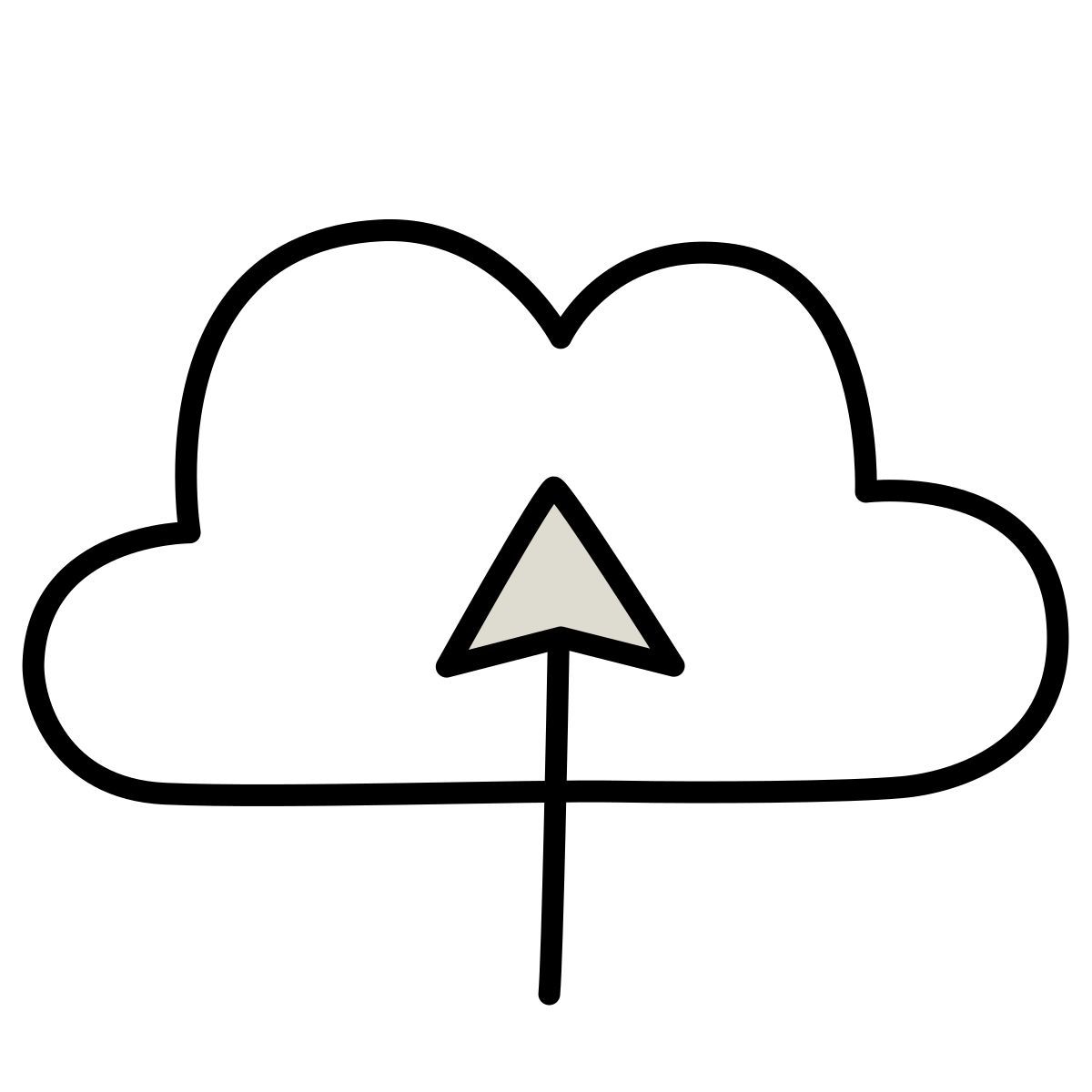 claude hand drawn style upload to cloud icon