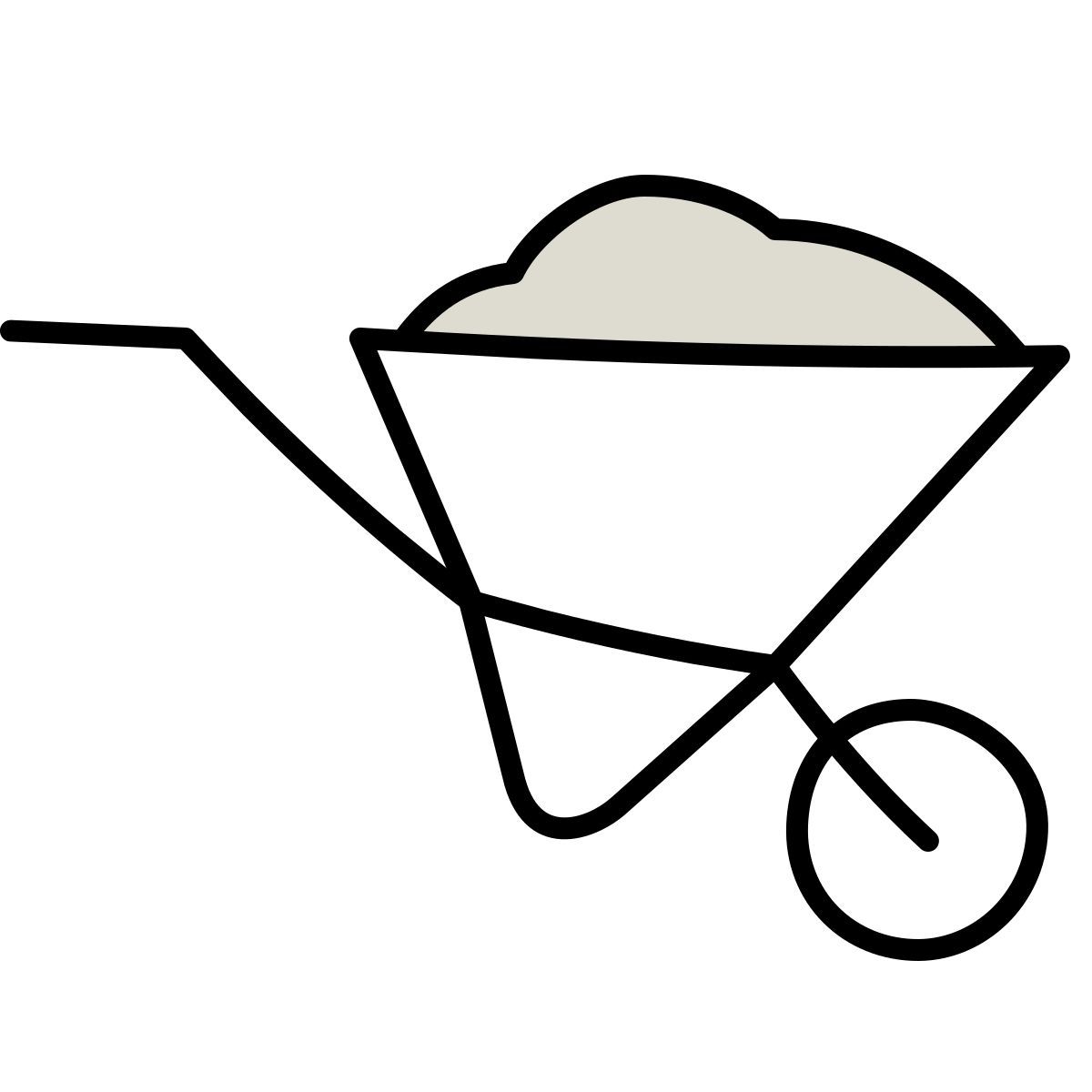 icona wheelbarrow claude hand drawn stile
