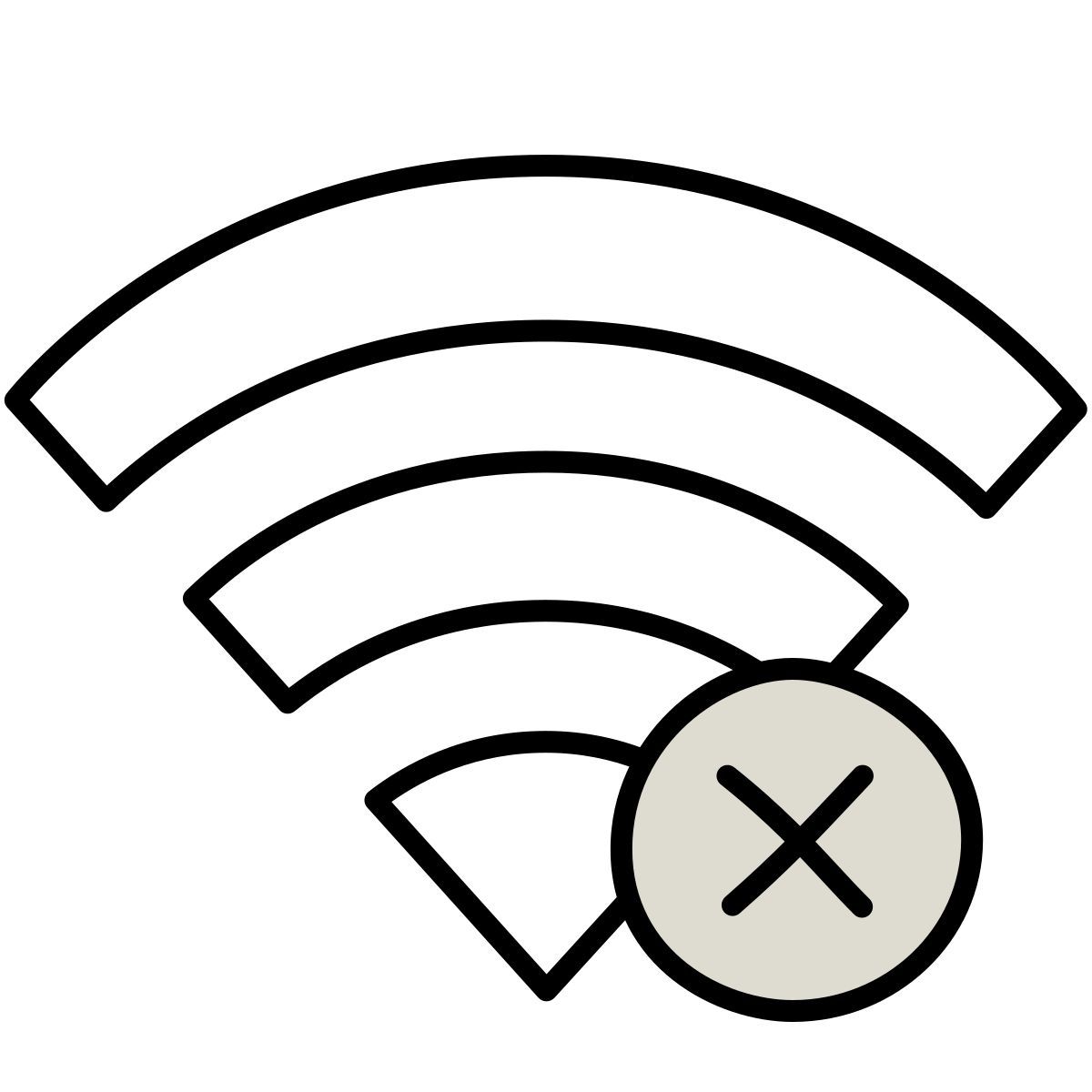icona wi fi disconnected claude hand drawn stile