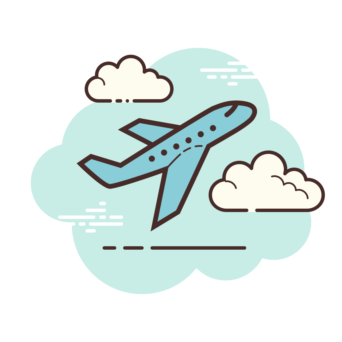 cloud style airplane take off icon