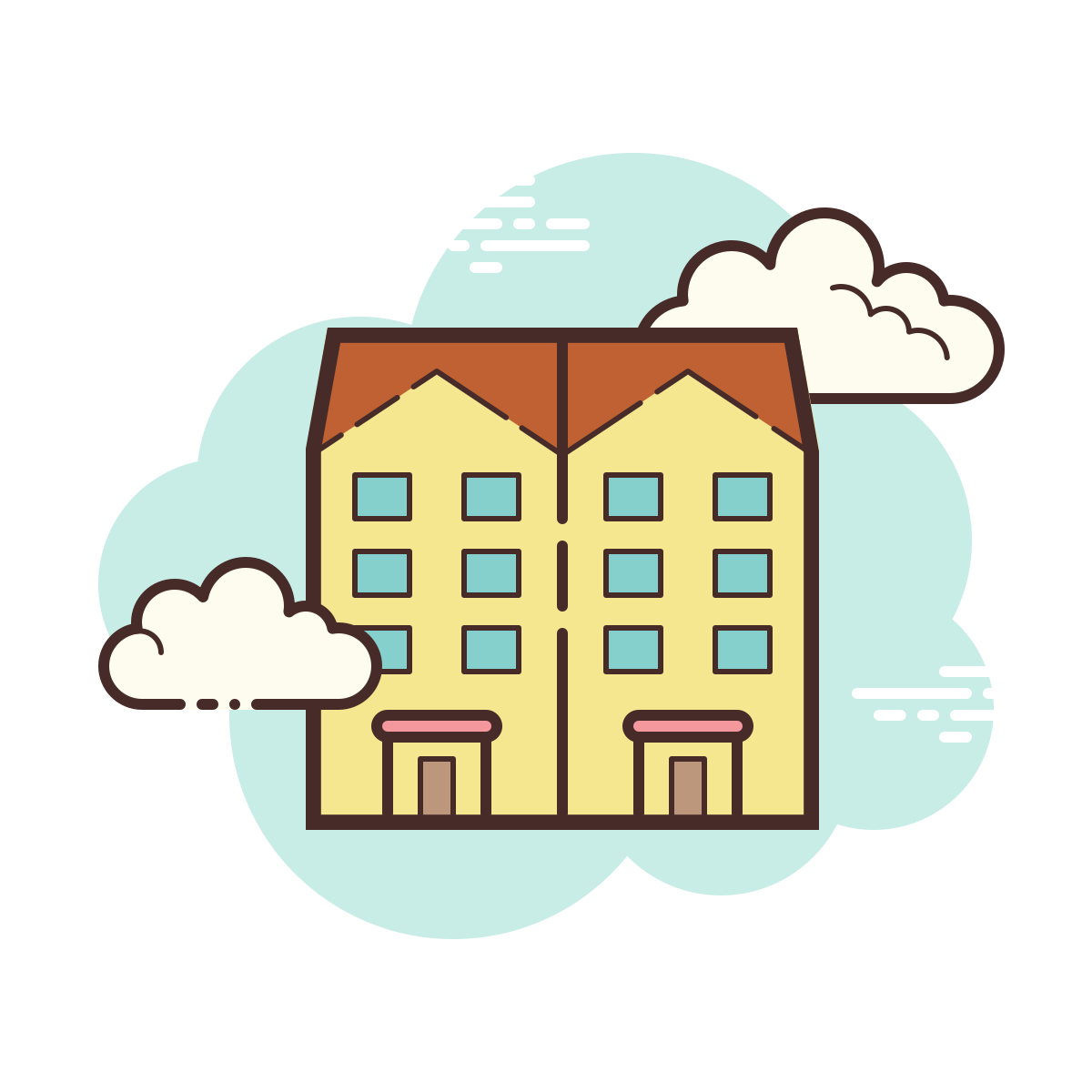 cloud style apartment icon