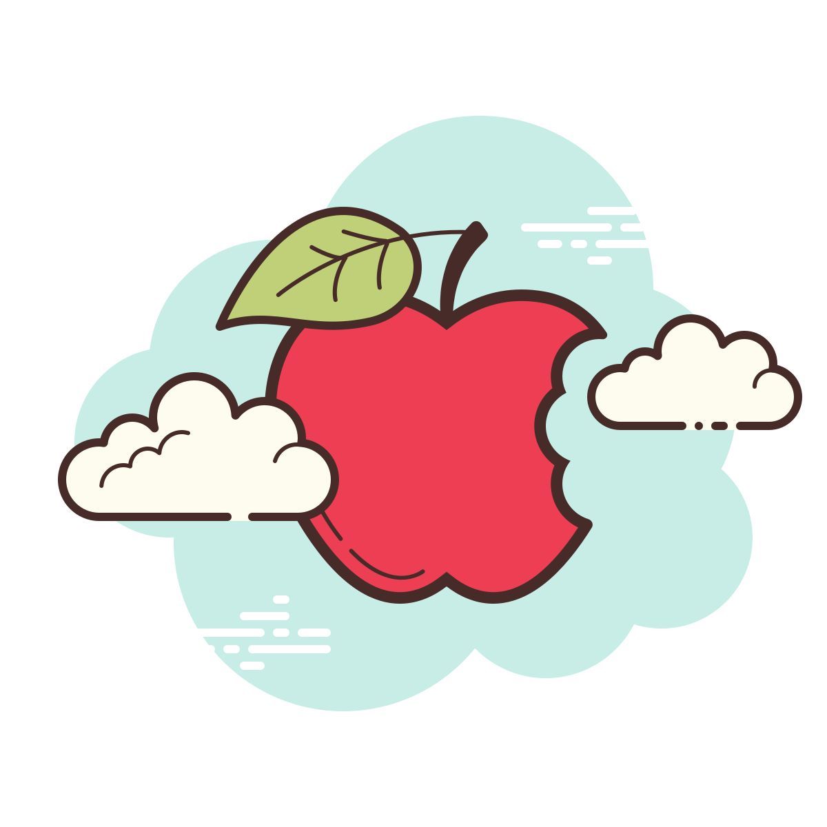 cloud style angebissener apfel icon