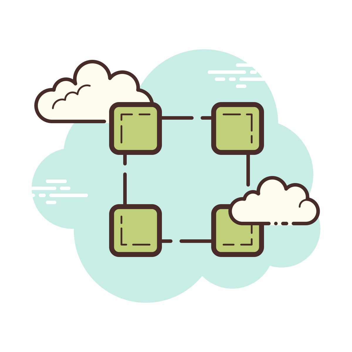 cloud style blockchain technology icon