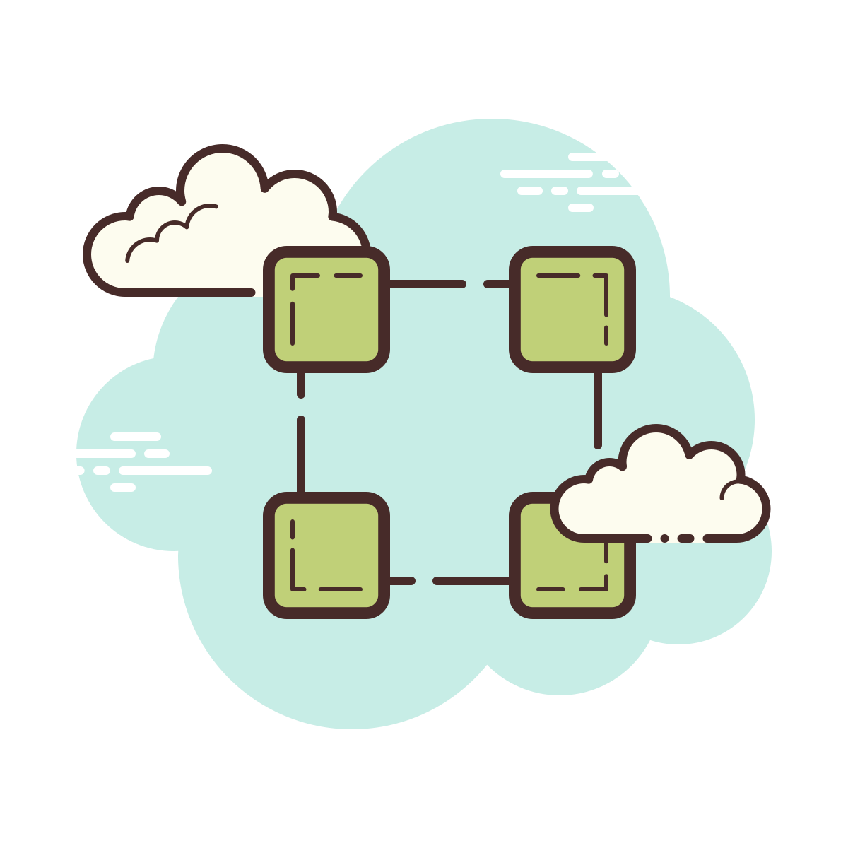 cloud style blockchain technology icon