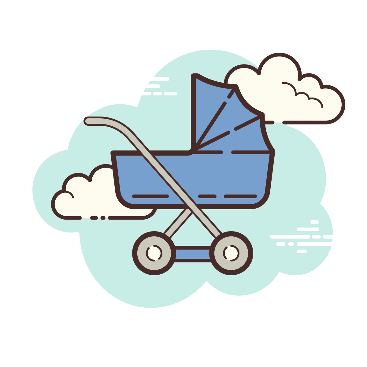 cloud style boy stroller icon