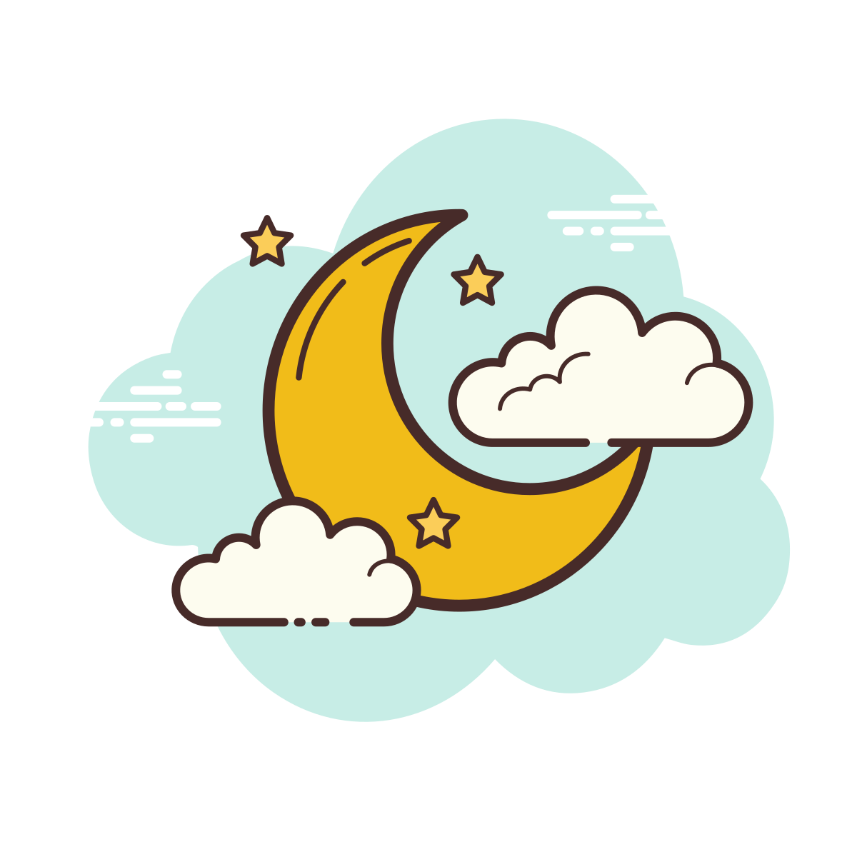 cloud style bright moon icon