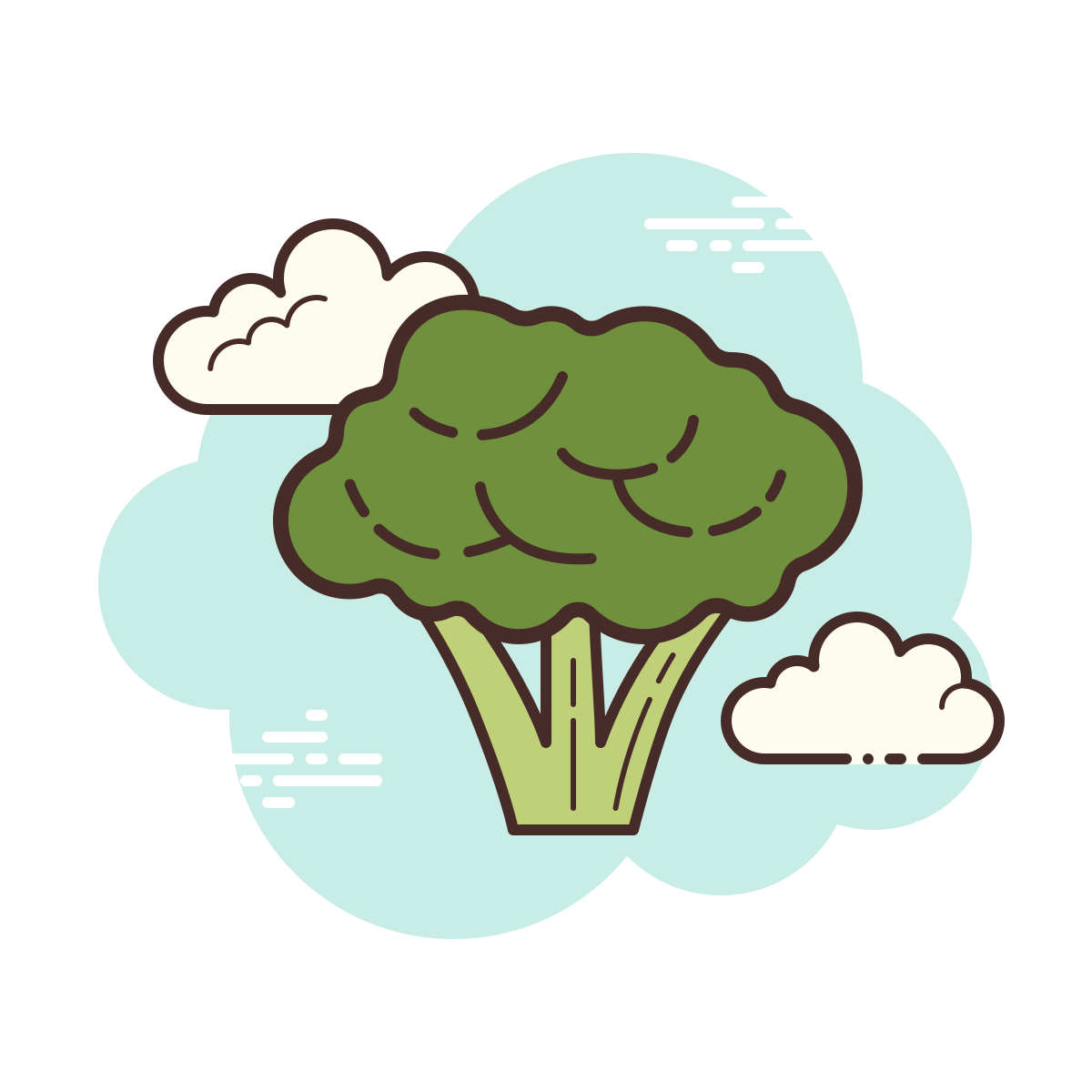 cloud style broccoli icon