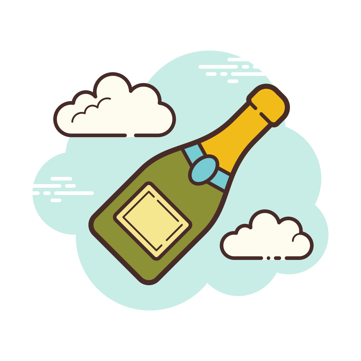 cloud style champagne bottle icon