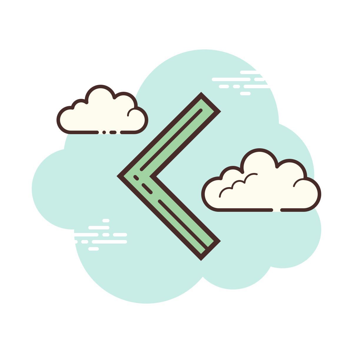 cloud style chevron left icon