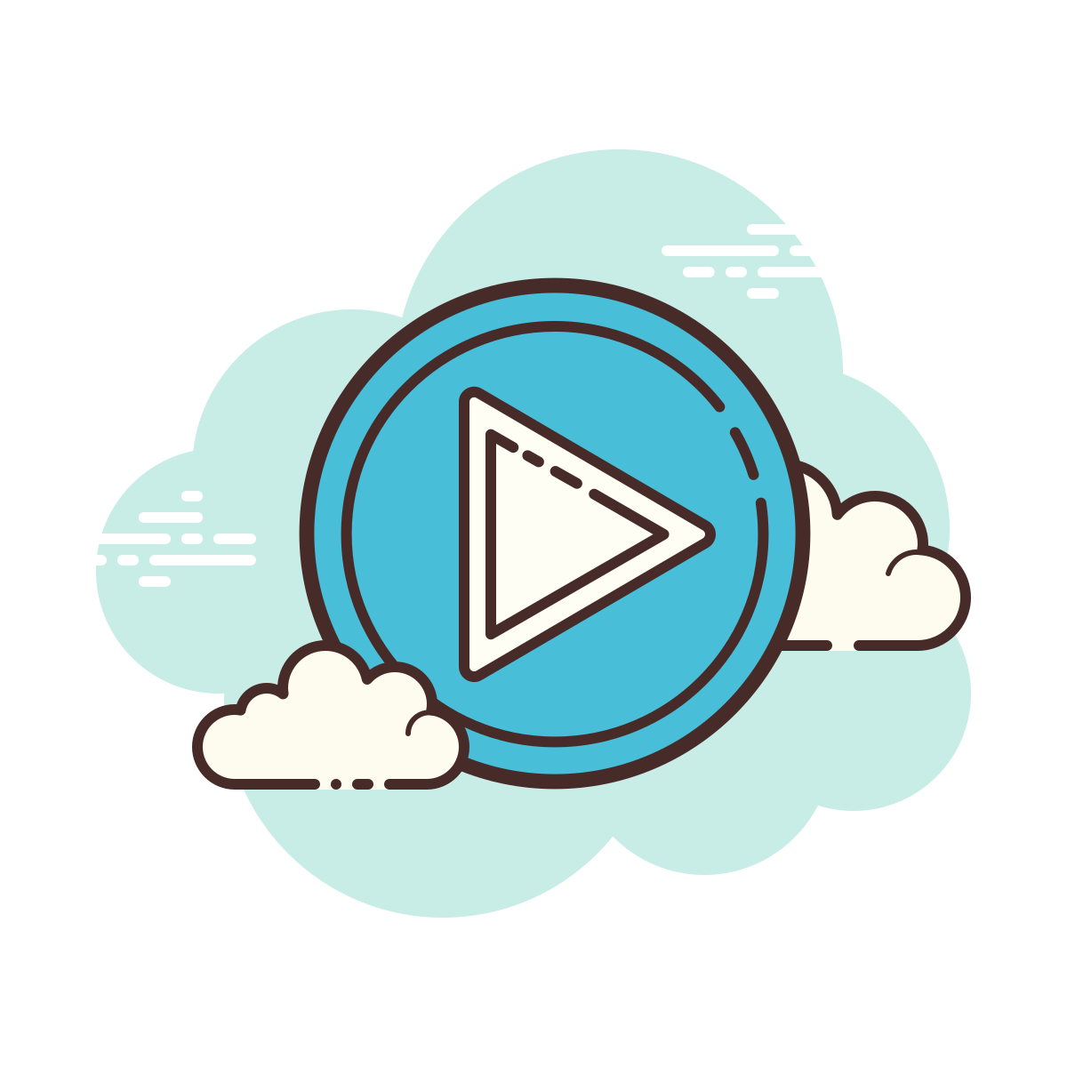 cloud style circled play icon