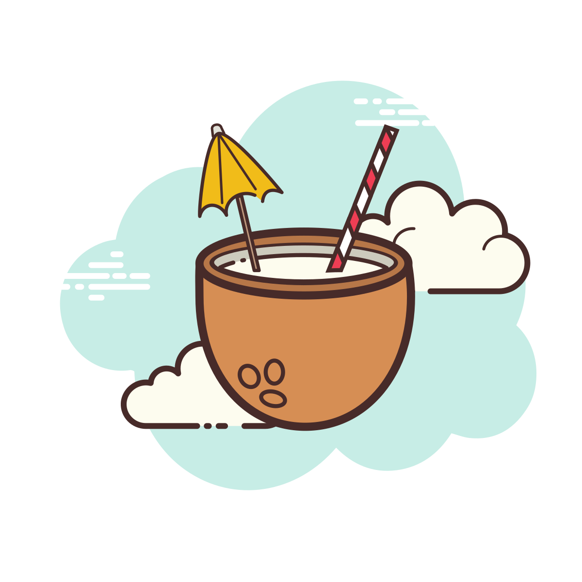 cloud style coconut cocktail icon
