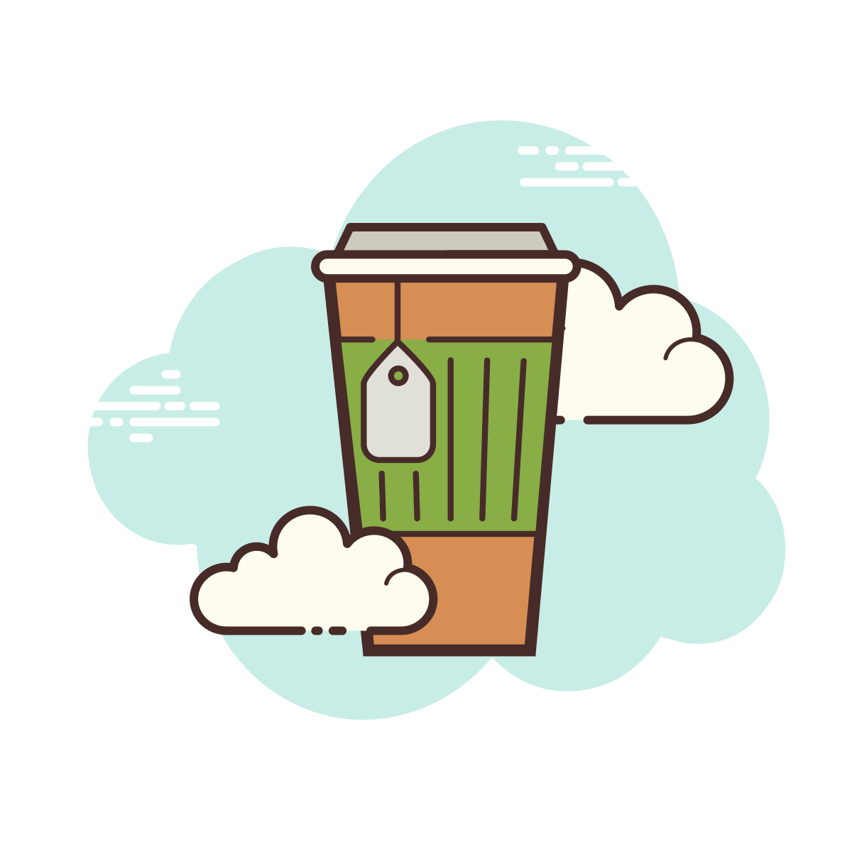 cloud style coffee to go icon