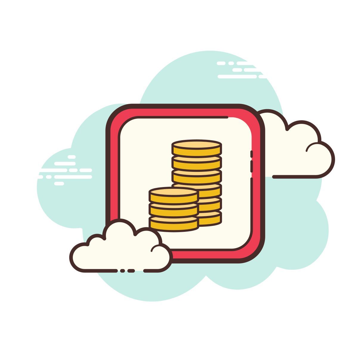 cloud style coins icon