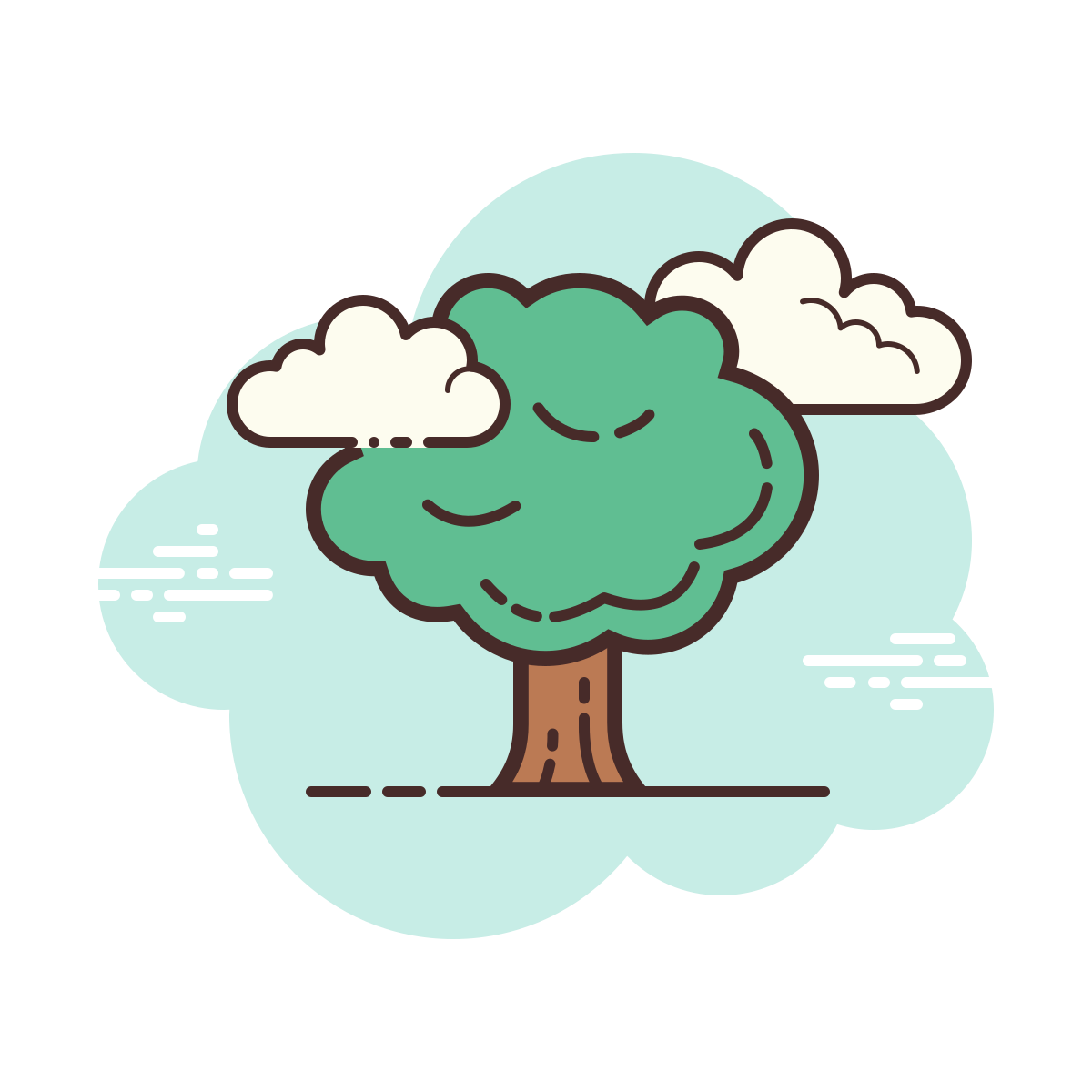 cloud style deciduous tree icon