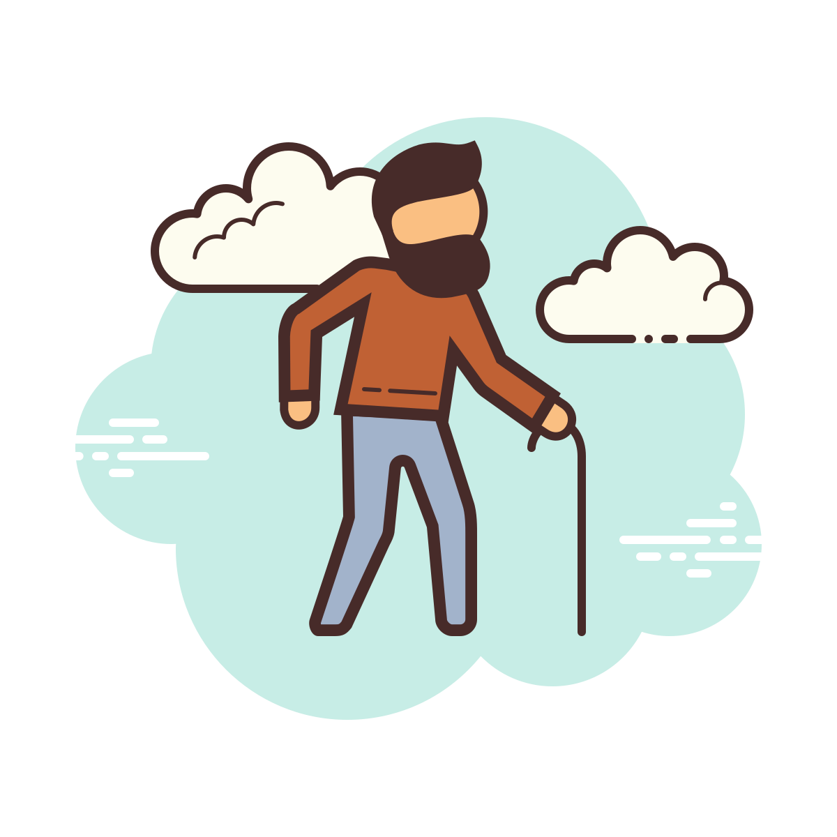 cloud style elderly person icon