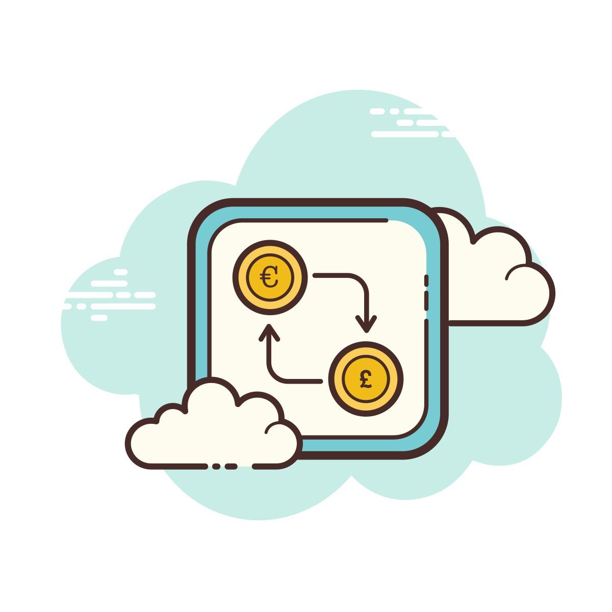 cloud style euro pound exchange icon