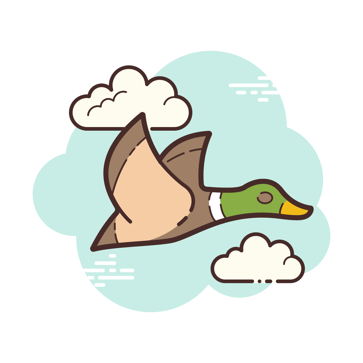 cloud style flying duck icon