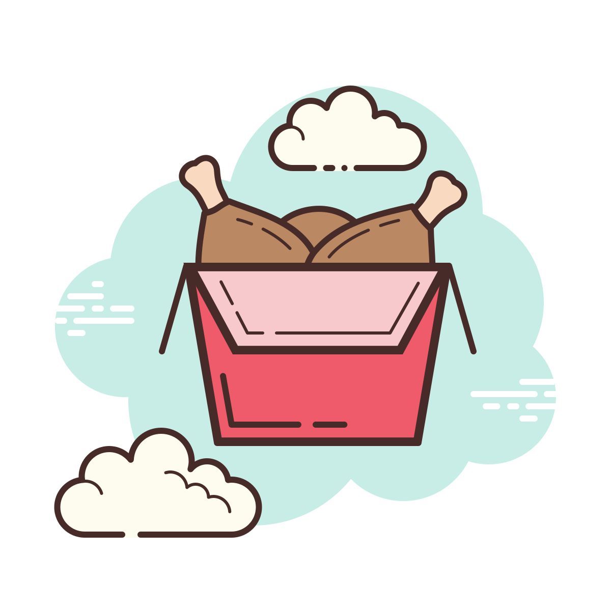cloud style pollo fritto icon
