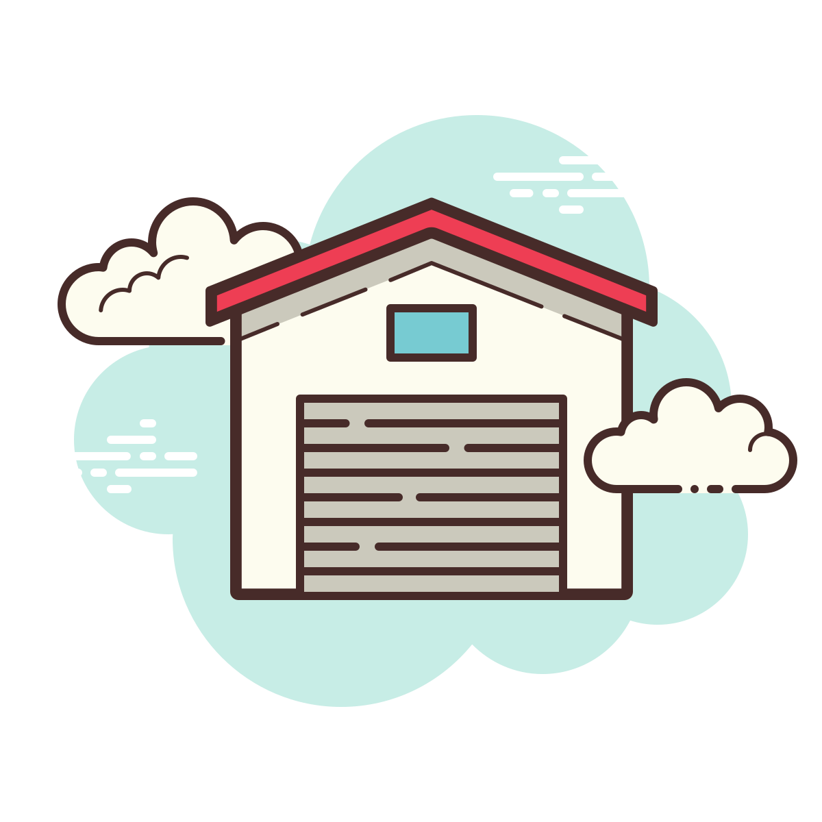 cloud style garage closed icon