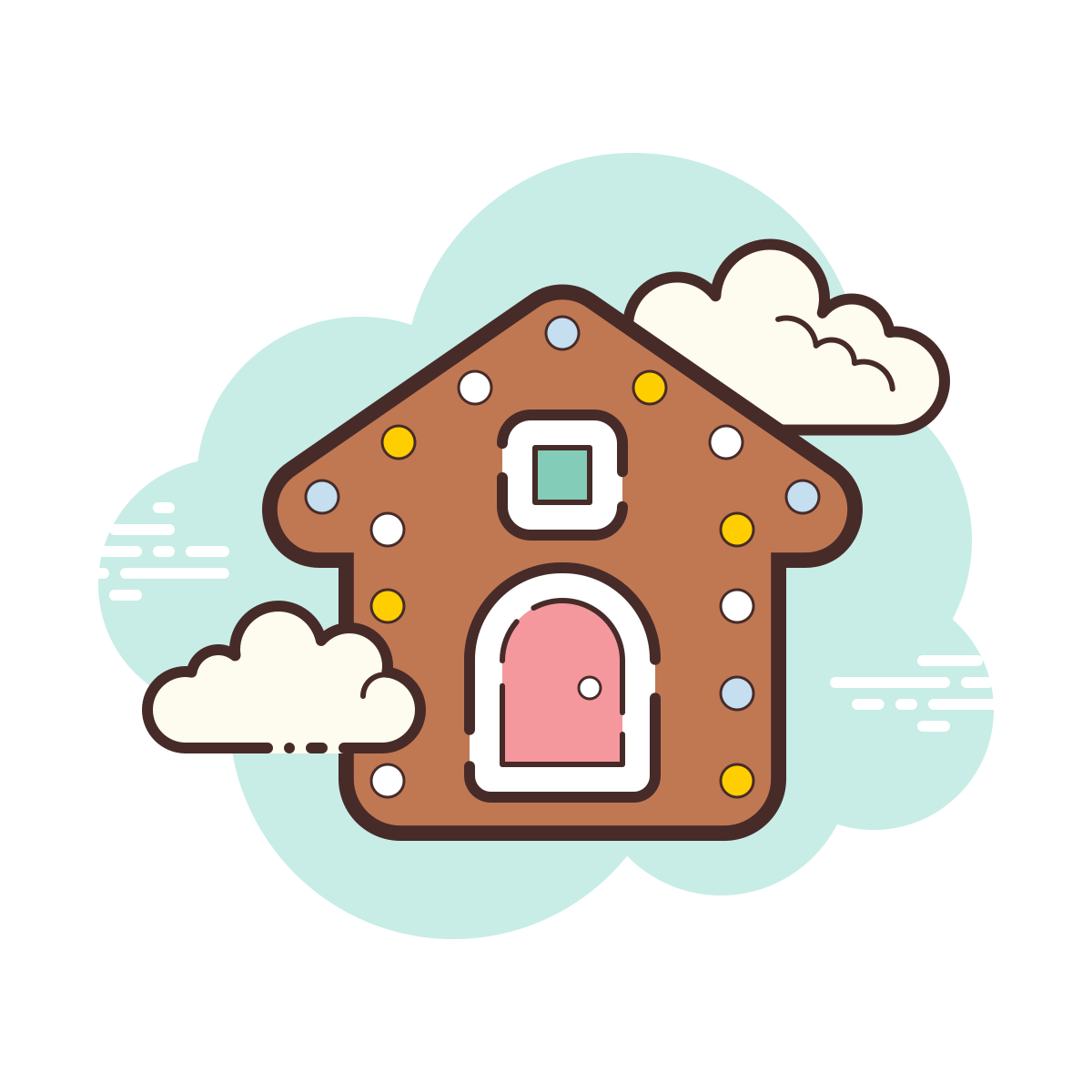 cloud style gingerbread house icon