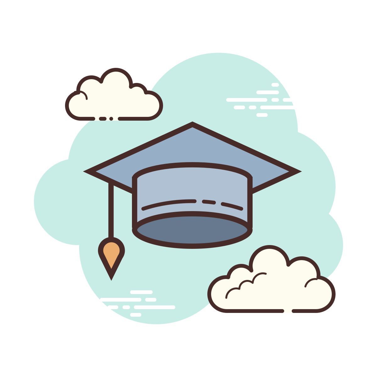 cloud style 졸업 모자 icon