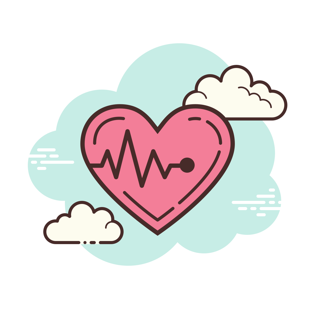 cloud style heart with pulse icon