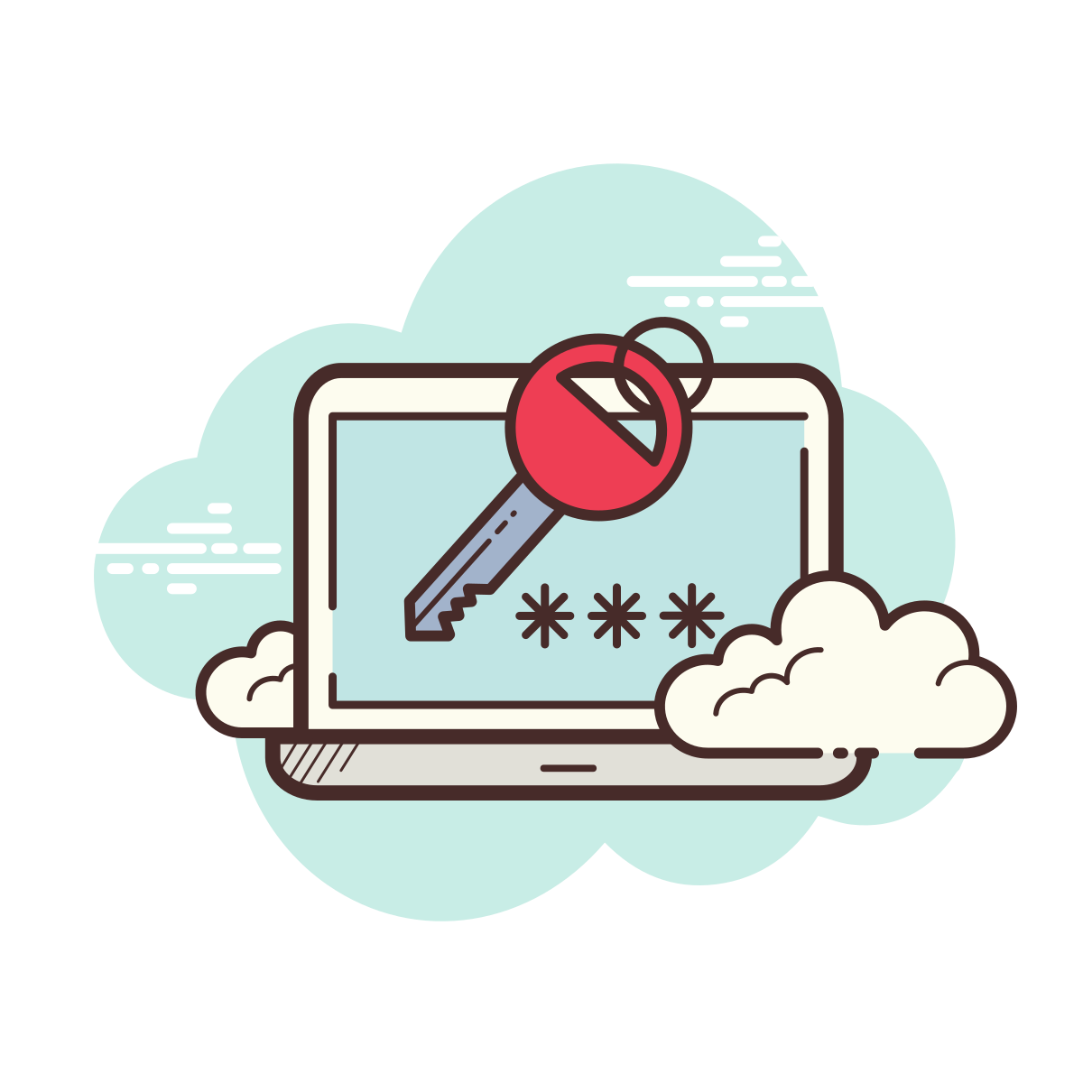 cloud style laptop pasword icon