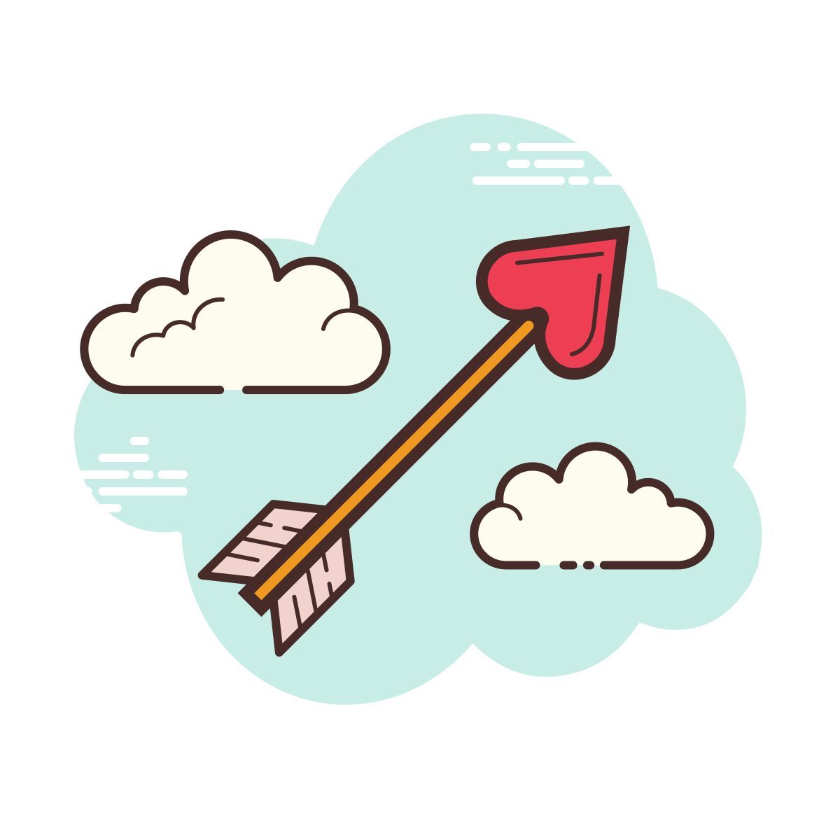cloud style love arrow icon