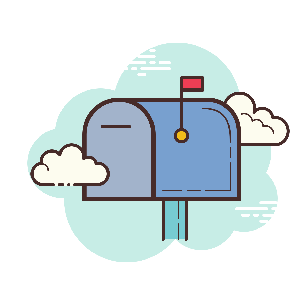 cloud style mailbox closed flag up icon