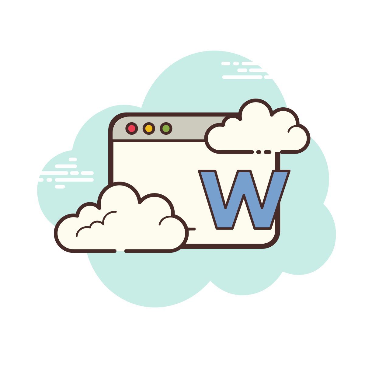 cloud style fenêtre microsoft word icon
