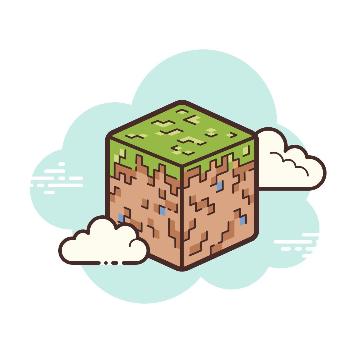 cloud style minecraft erba cubo icon
