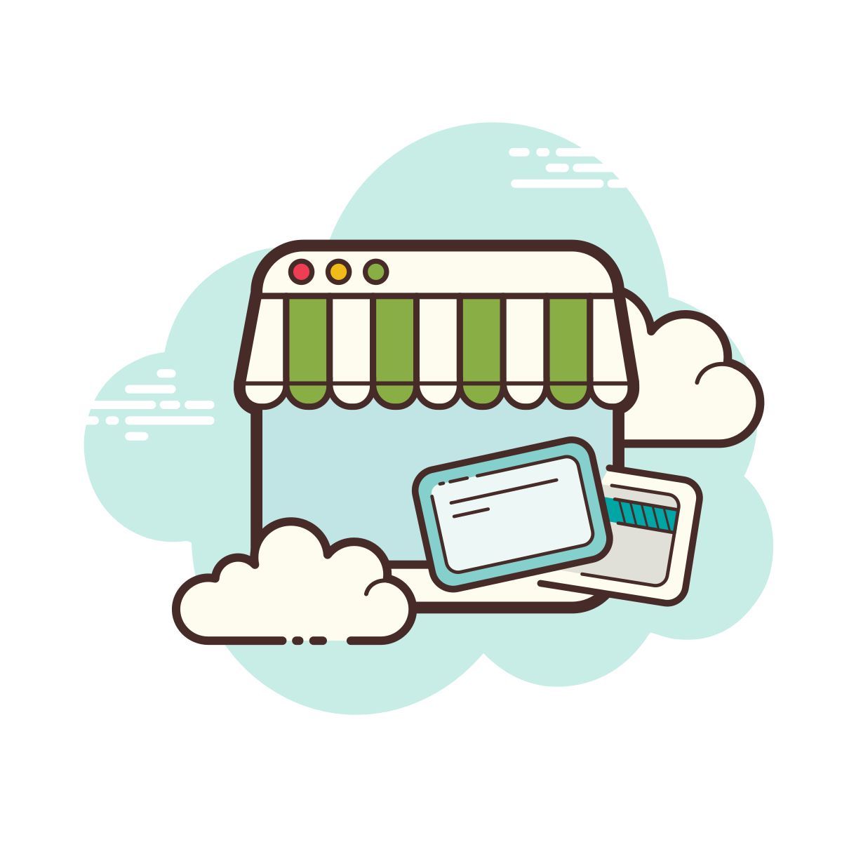cloud style 온라인 상점 카드 결제 icon