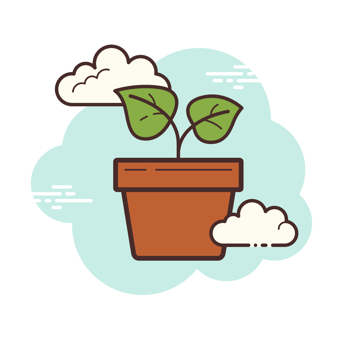 cloud style potted plant icon