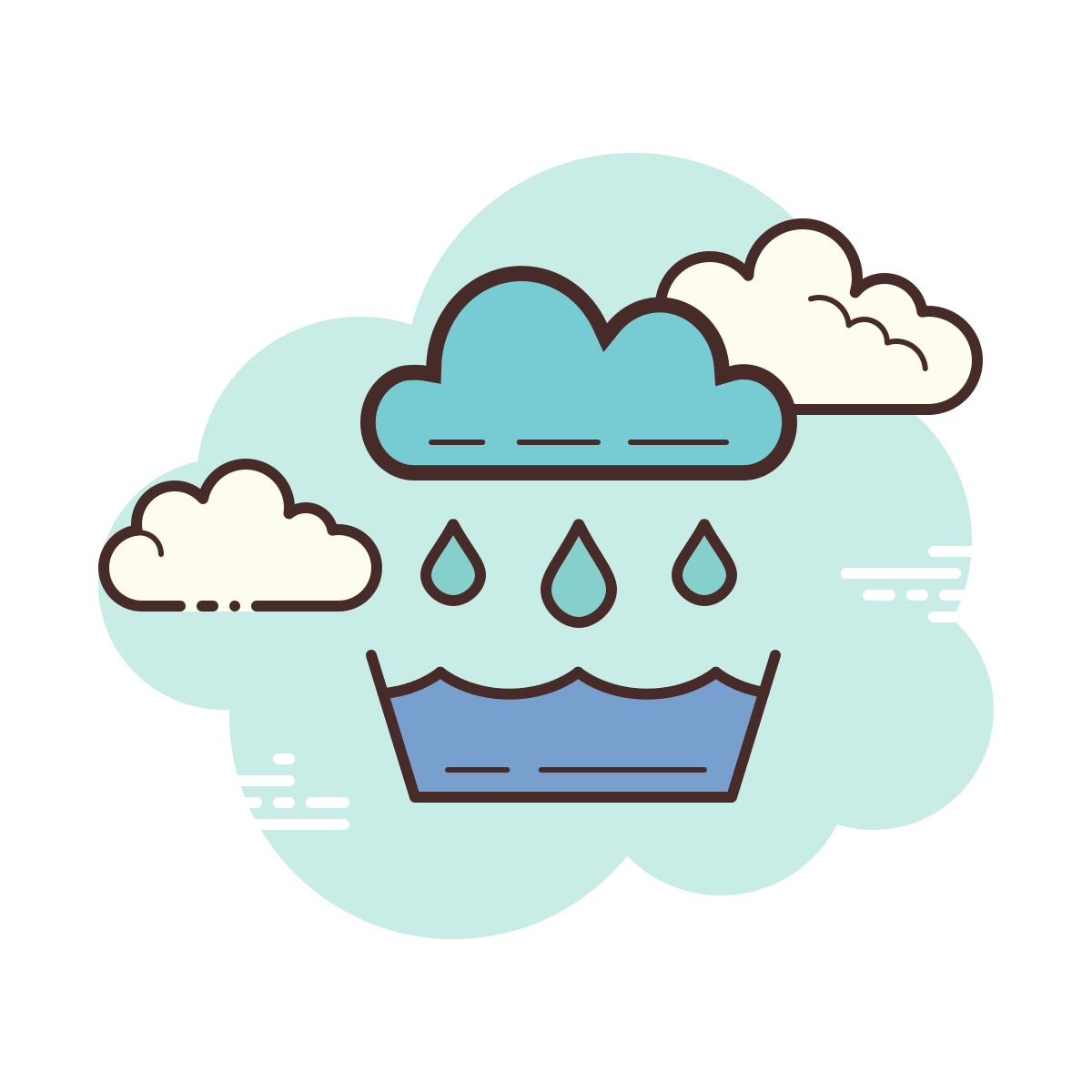 cloud style rainwater catchment icon