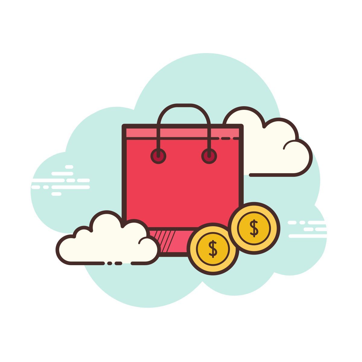 cloud style einkaufstasche icon