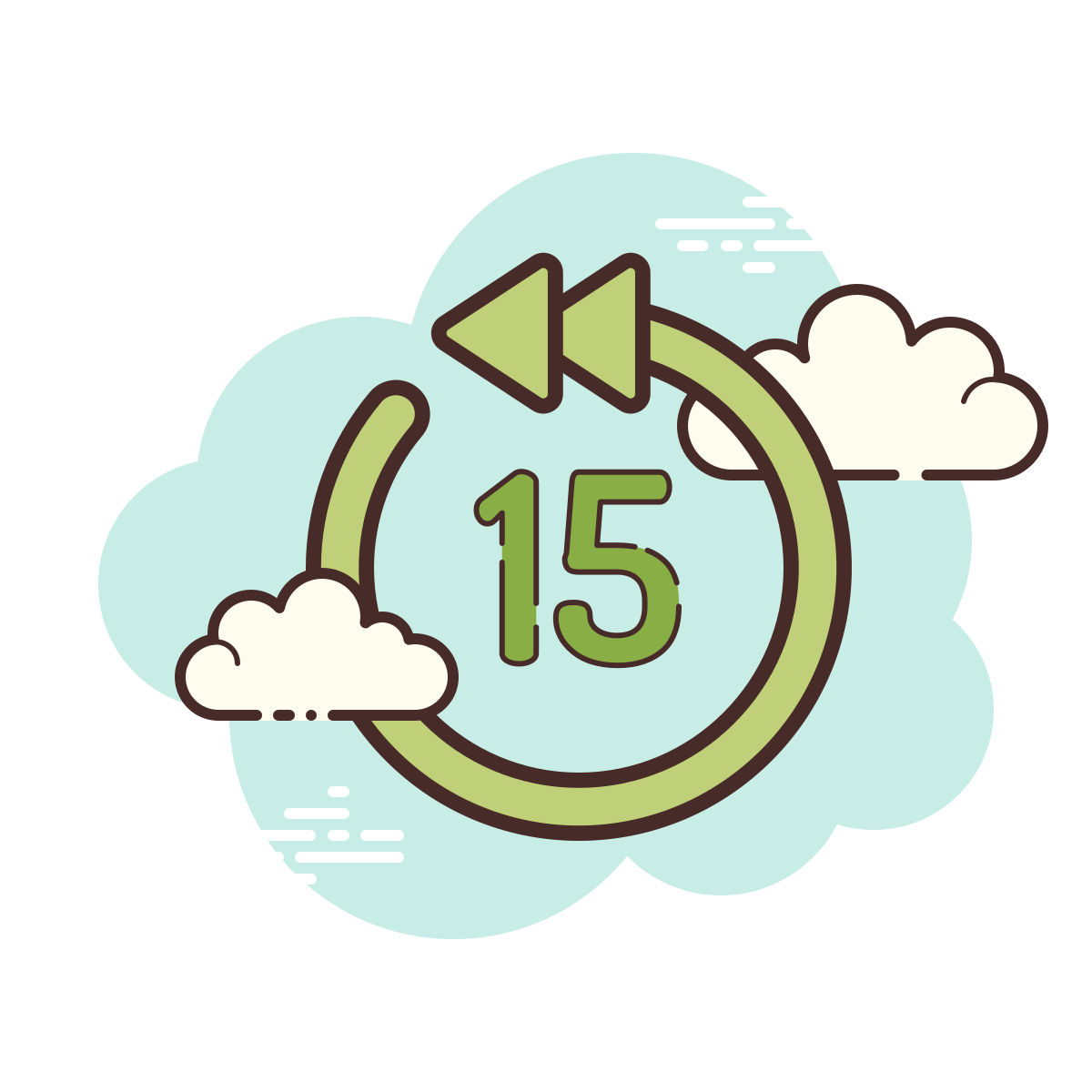 cloud style skip 15 seconds back icon