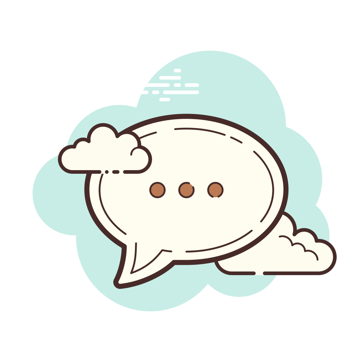 cloud style speech bubble with dots icon