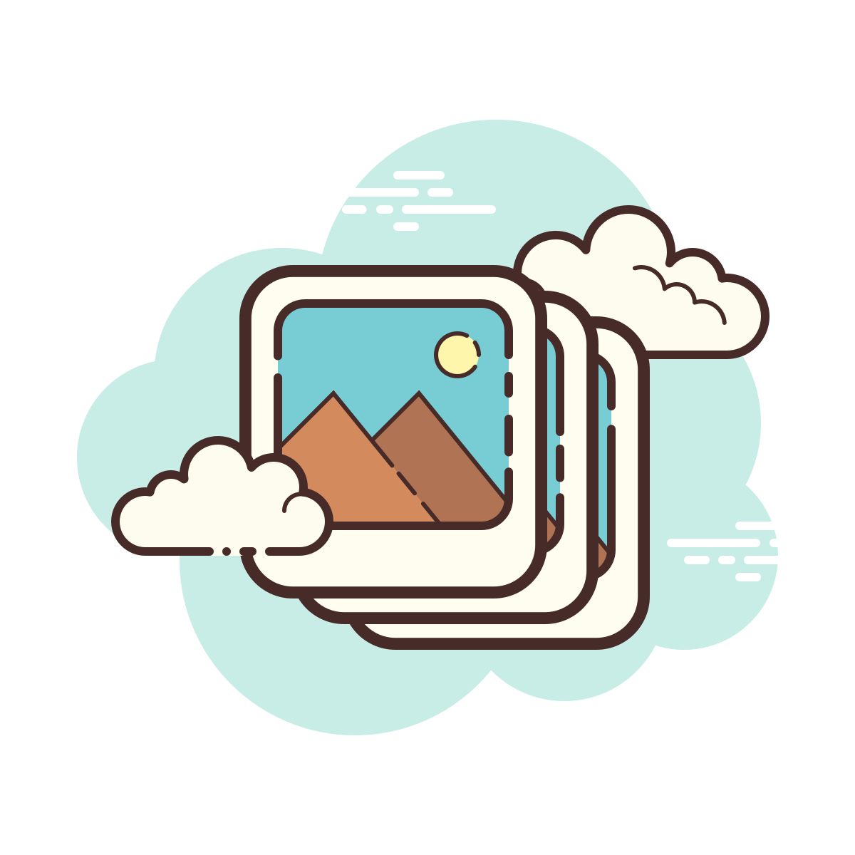cloud style stack of photos icon