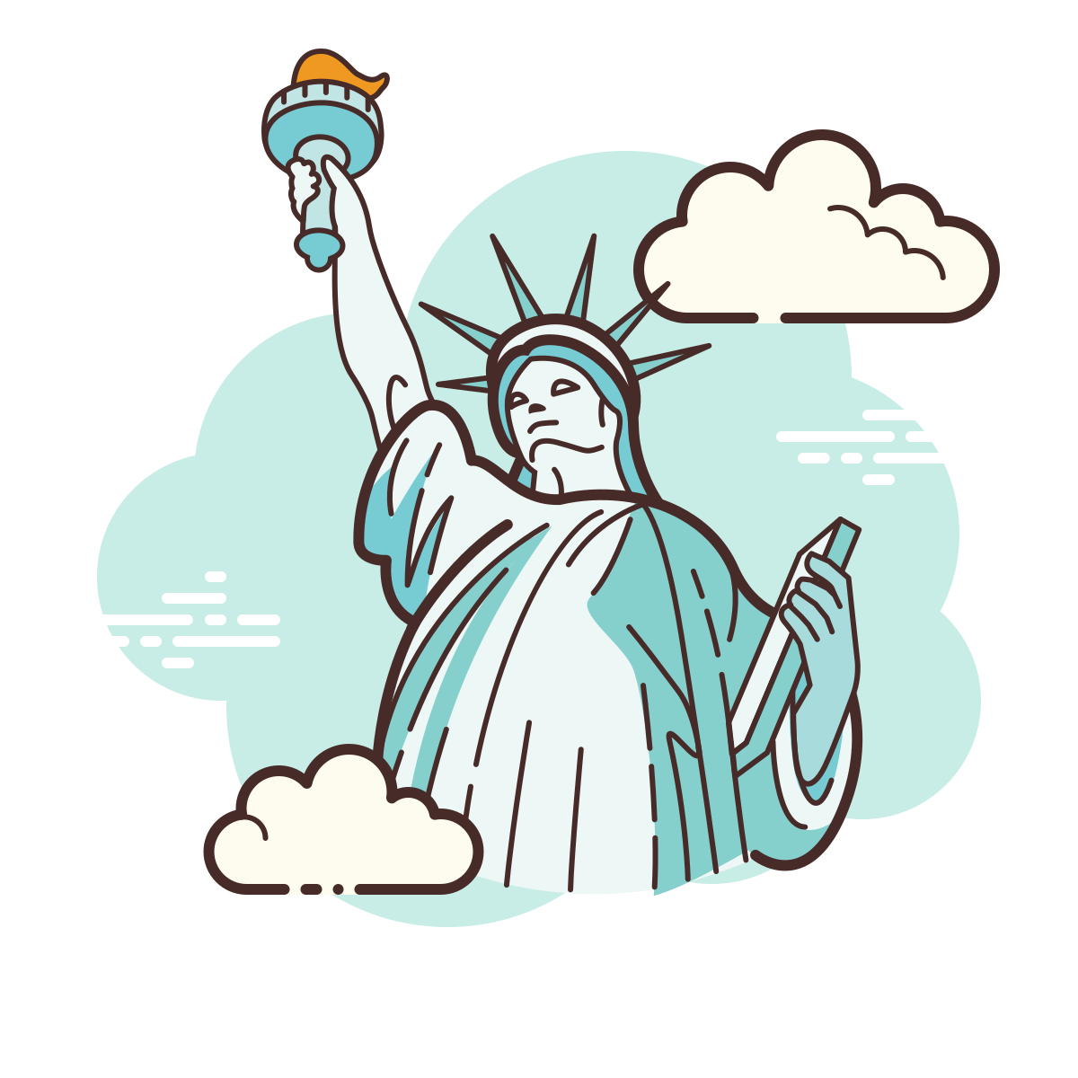 cloud style statue of liberty icon