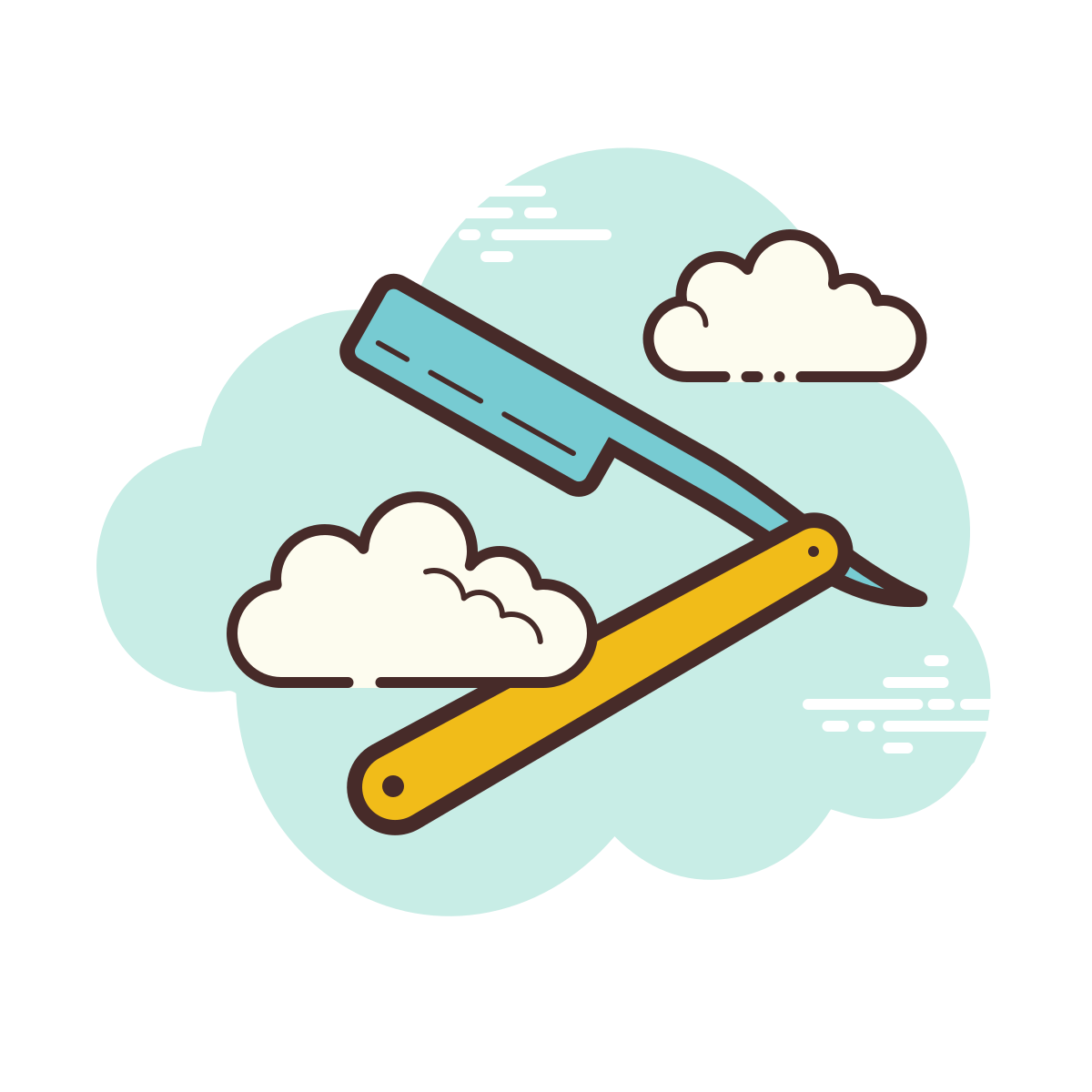 cloud style straight razor icon