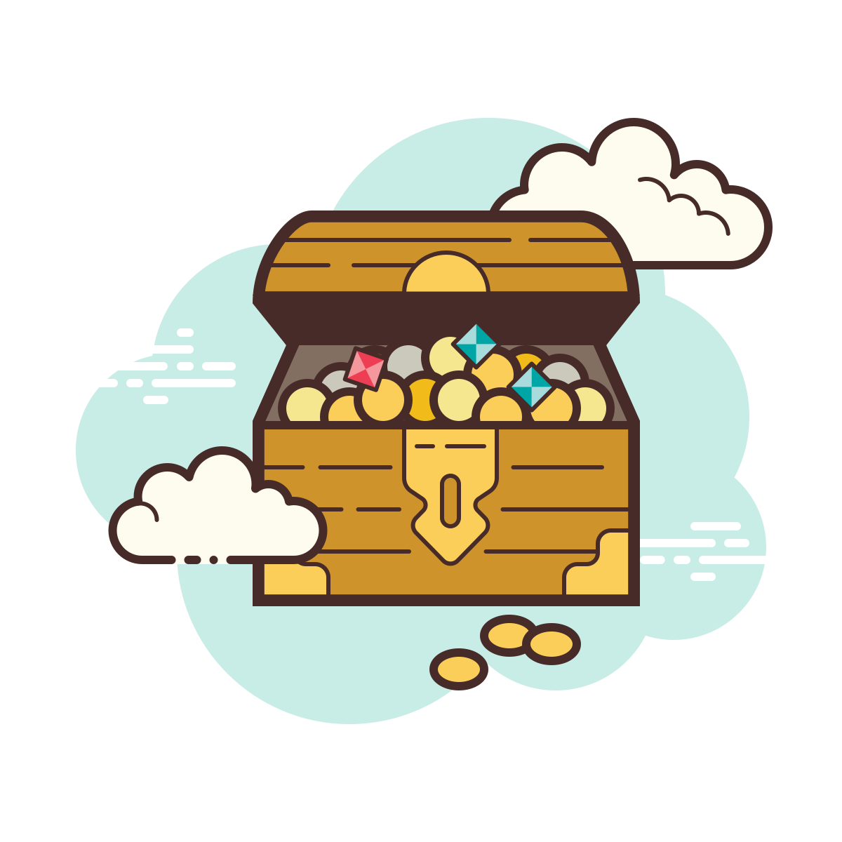 cloud style treasure chest icon