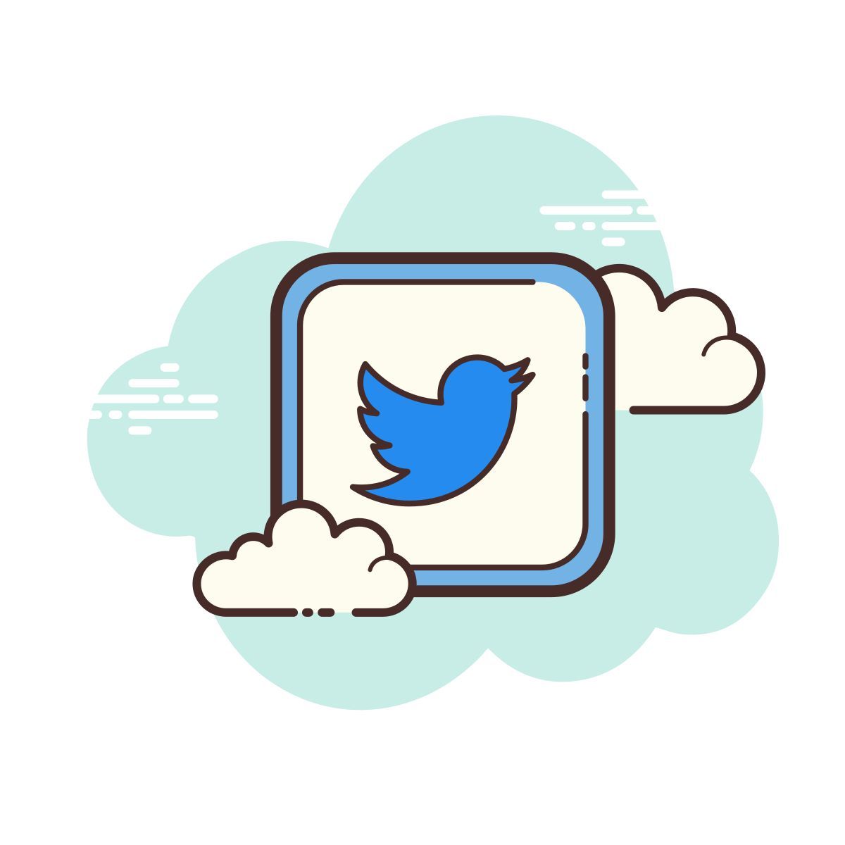 cloud style twitter squadrato icon