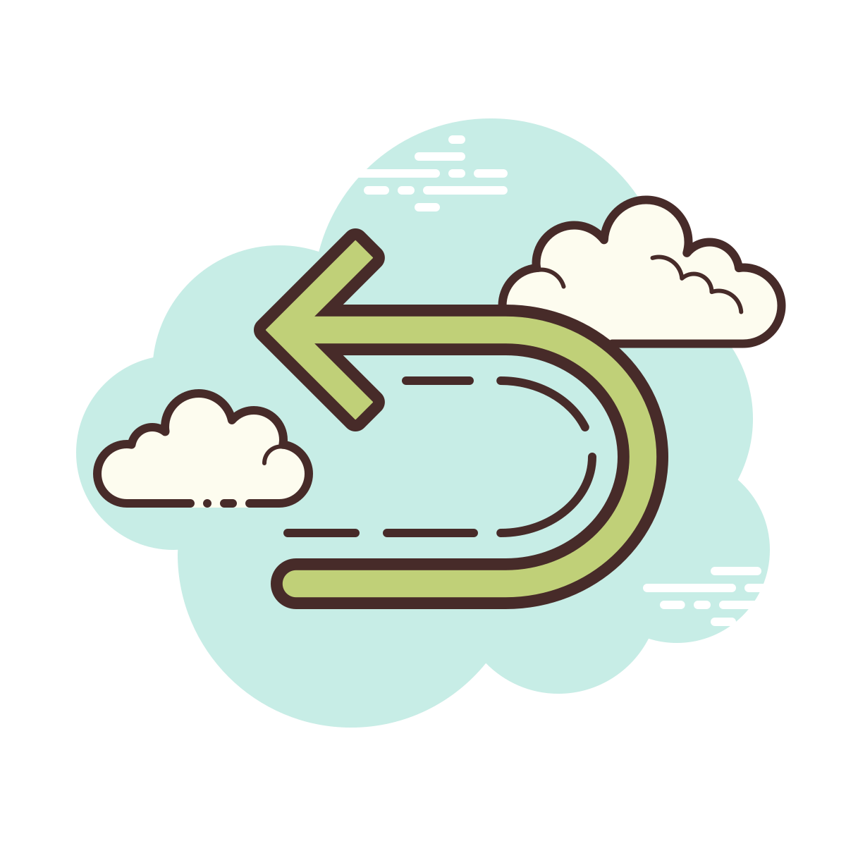 cloud style u turn to left icon